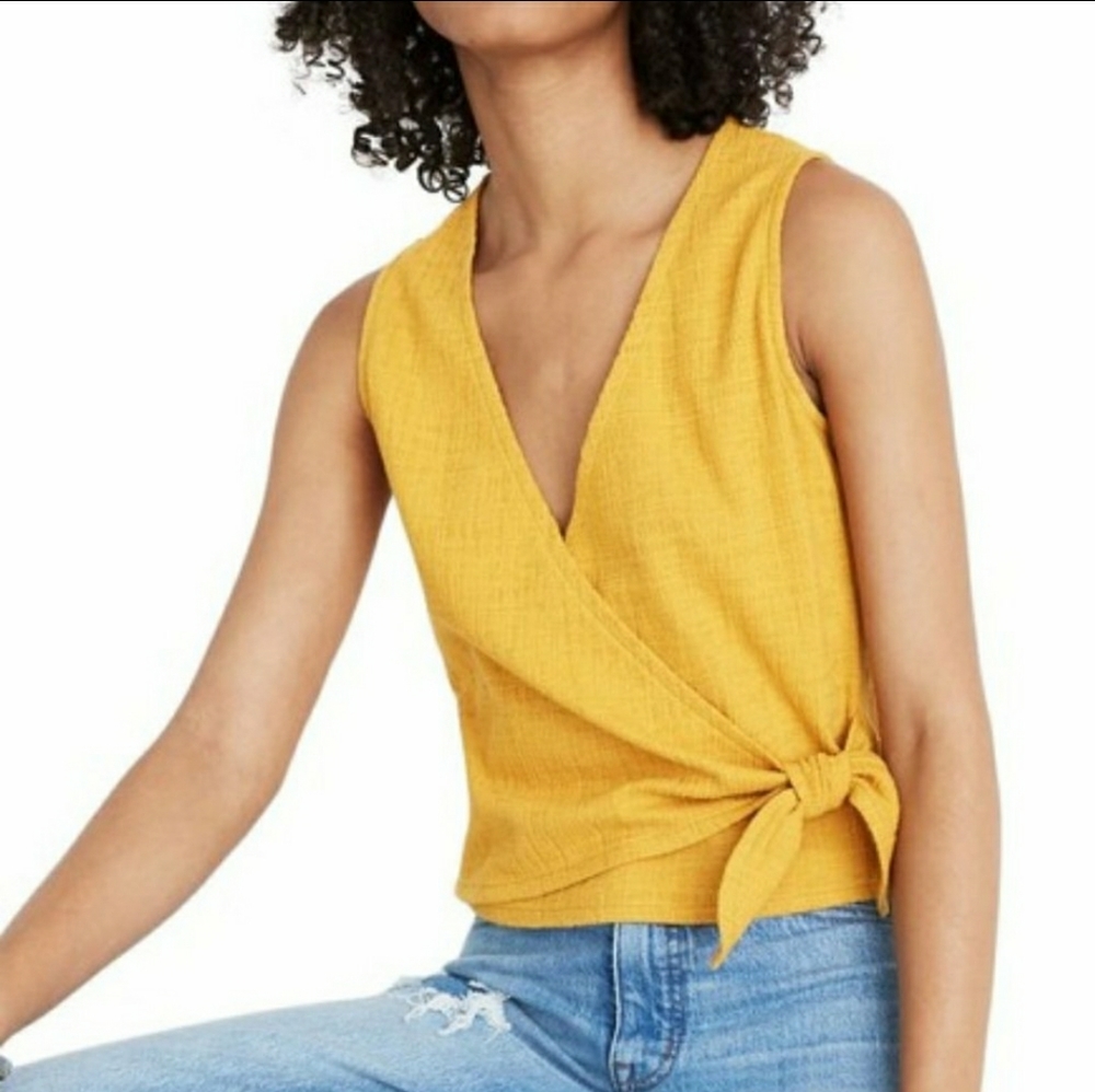 Madewell Sleeveless Wrap Tie Shirt